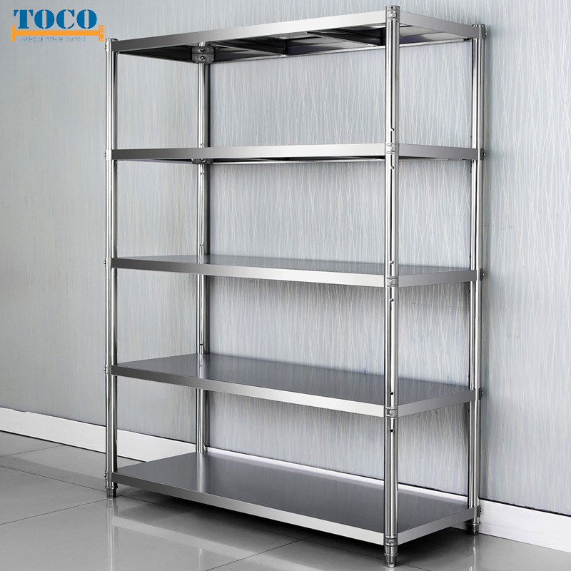 CE Certified Custom Adjustable 4 Layers Stainless Steel SS304/316 Anti-Rust Food Grade Storage Rack Shelf