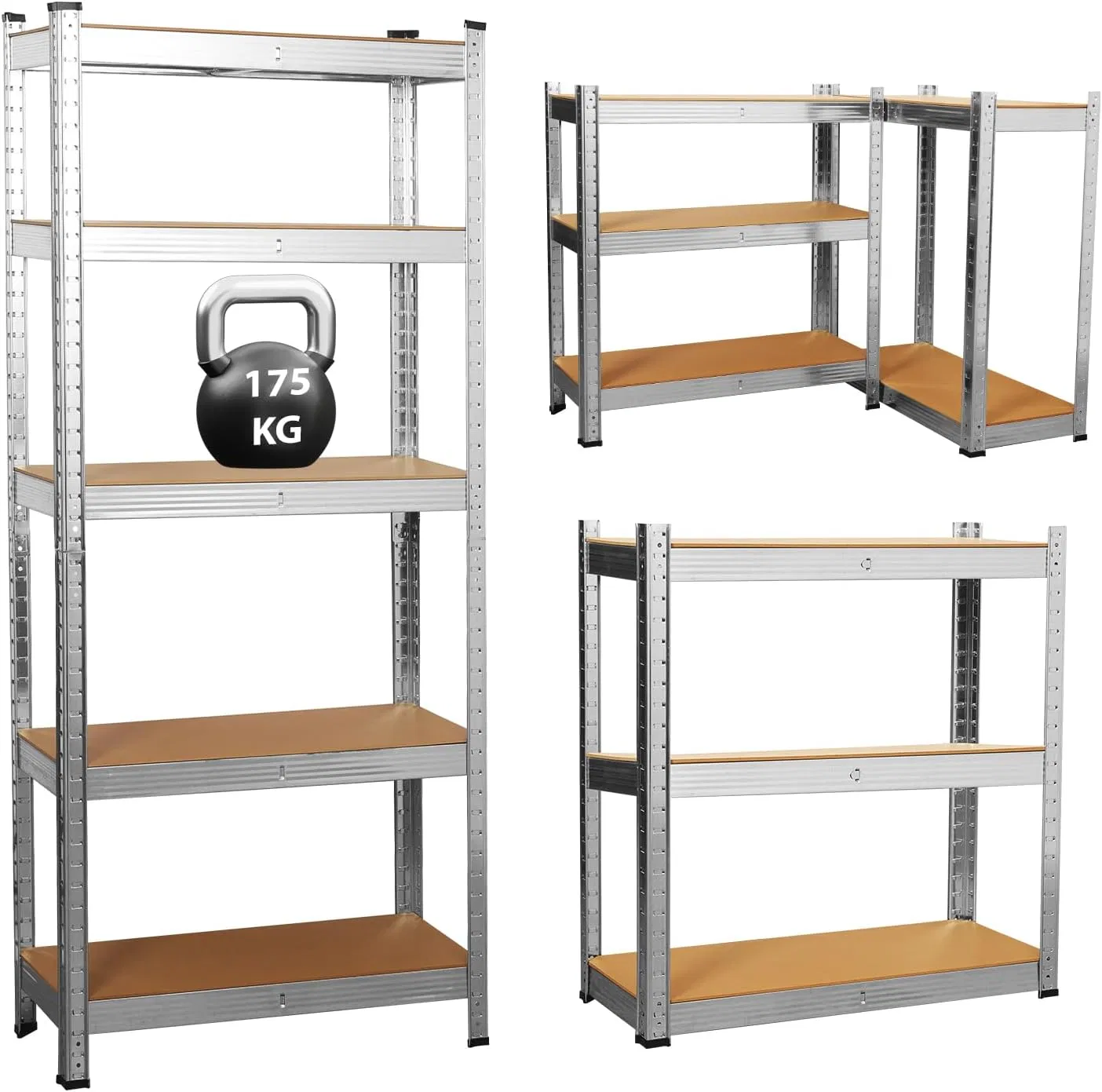 Adjustable 5 Layer Warehouse Storage Shelving, Garage Industrial Boltless Metal Rack Shelves