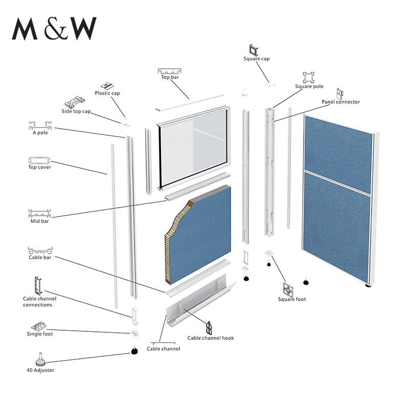 M&W Factory Wholesale Frame Industrial Profile Aluminum Office Accessory