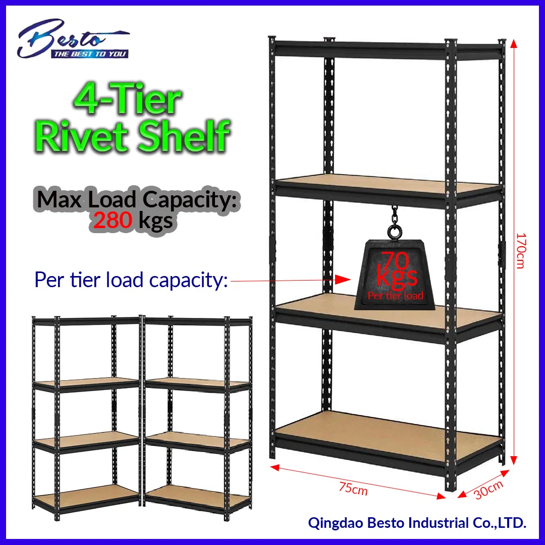 Boltless Rack Home Organizer Adjustable Shelf Storage Racking Warehouse Garage Rivet Boltless Shelves
