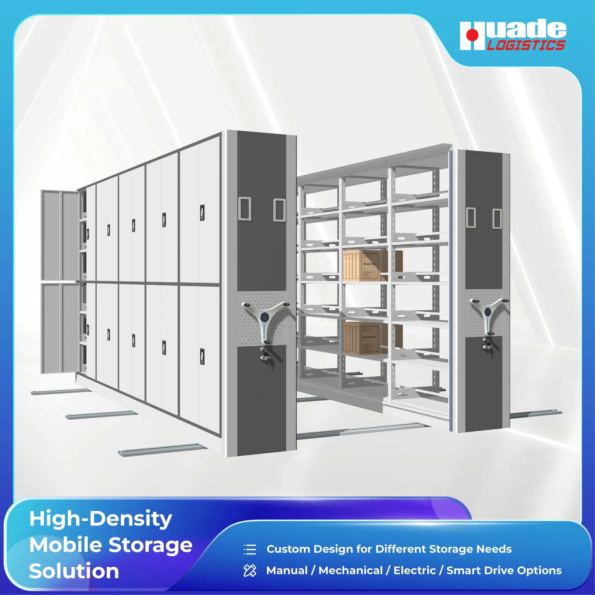 Electric Mobile Shelving System for Archive Filing Cabinet Storage