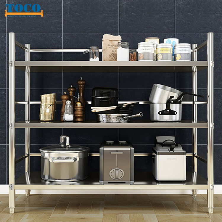 CE Certified Custom Adjustable 4 Layers Stainless Steel SS304/316 Anti-Rust Food Grade Storage Rack Shelf