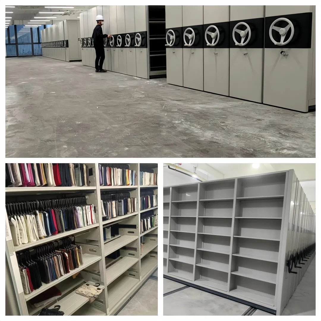 High-Density Mobile Systems Manual Mobile Shelving Compact Custom Colors Archive Mobile Racks Electric Track System Custom Medical Record Storage Systems