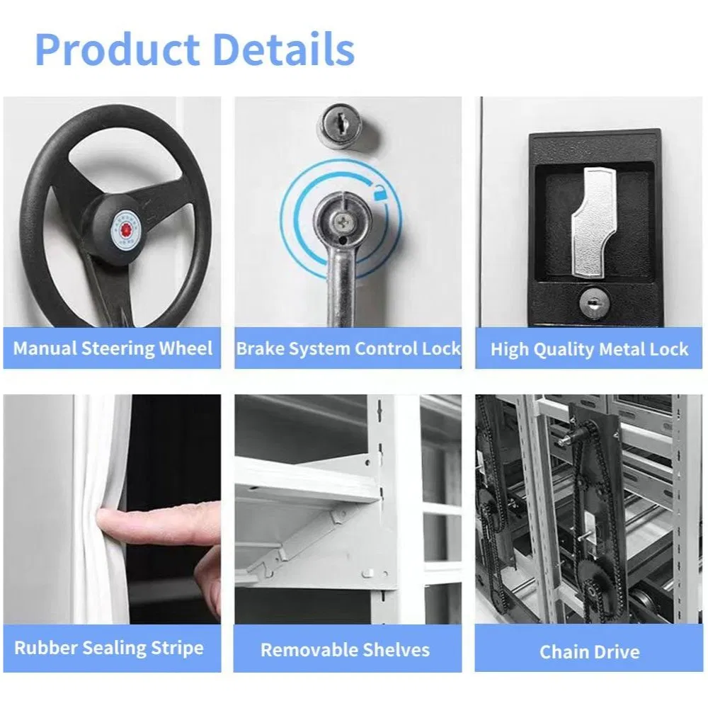 Modern Design Compact Metal Shelving Factory-Priced Hand-Operated File Management System for School &amp; Hospital Applications
