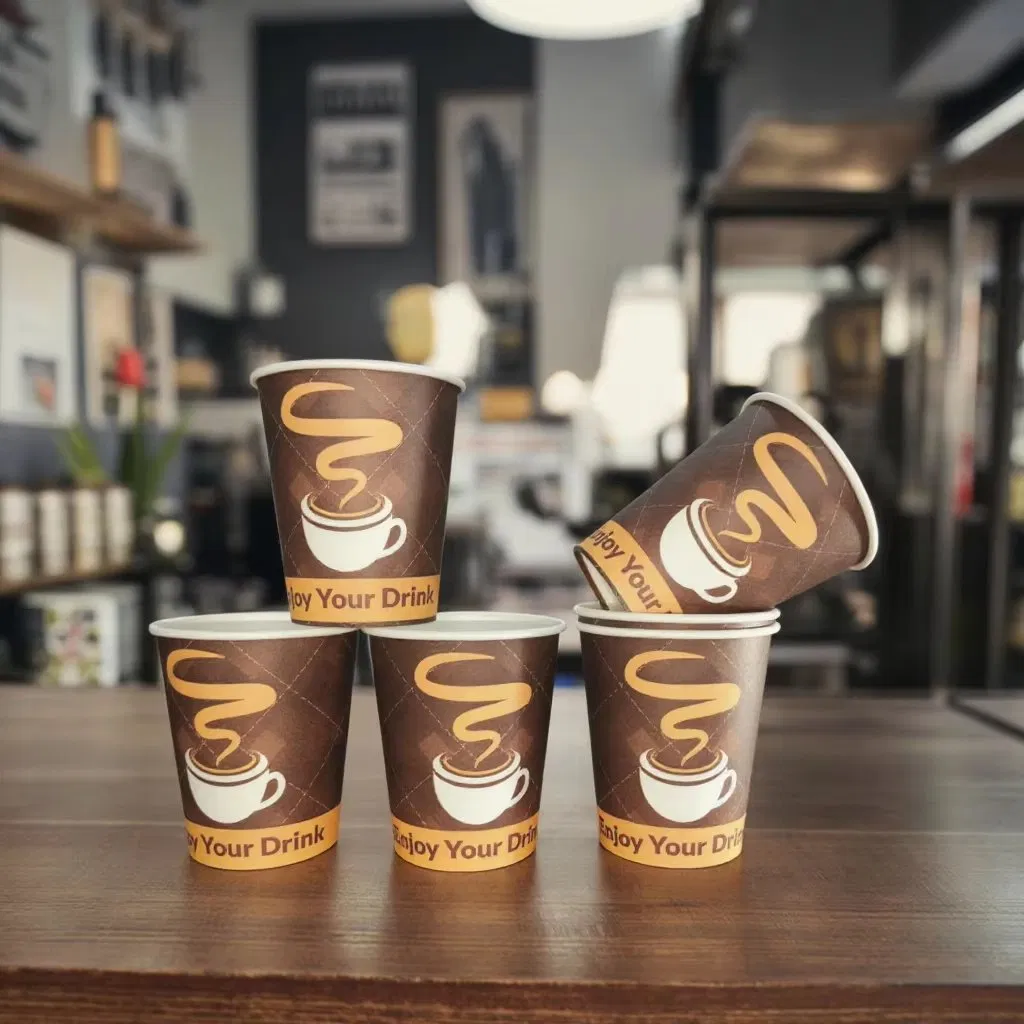 One Time Factory Wholesale 8 Oz Coffee Paper Cups Custom Logo Printed Single Wall Coffee Paper Cups