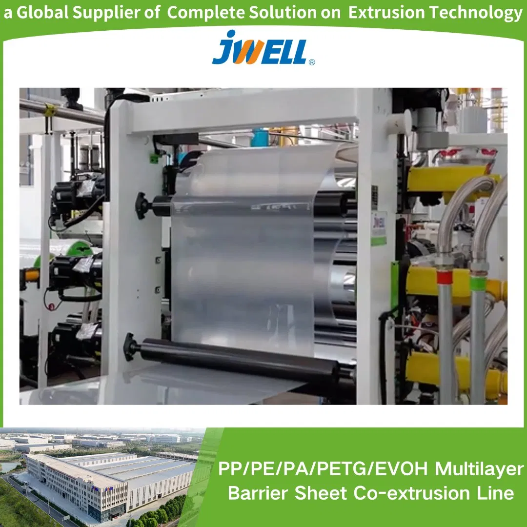 Jwell PP/PE/PA/PETG Multilayer Barrier Sheet Co-Extrusion Line Mainly Used in Aseptic Packaging, Jelly Drinks, Dairy Products and So on