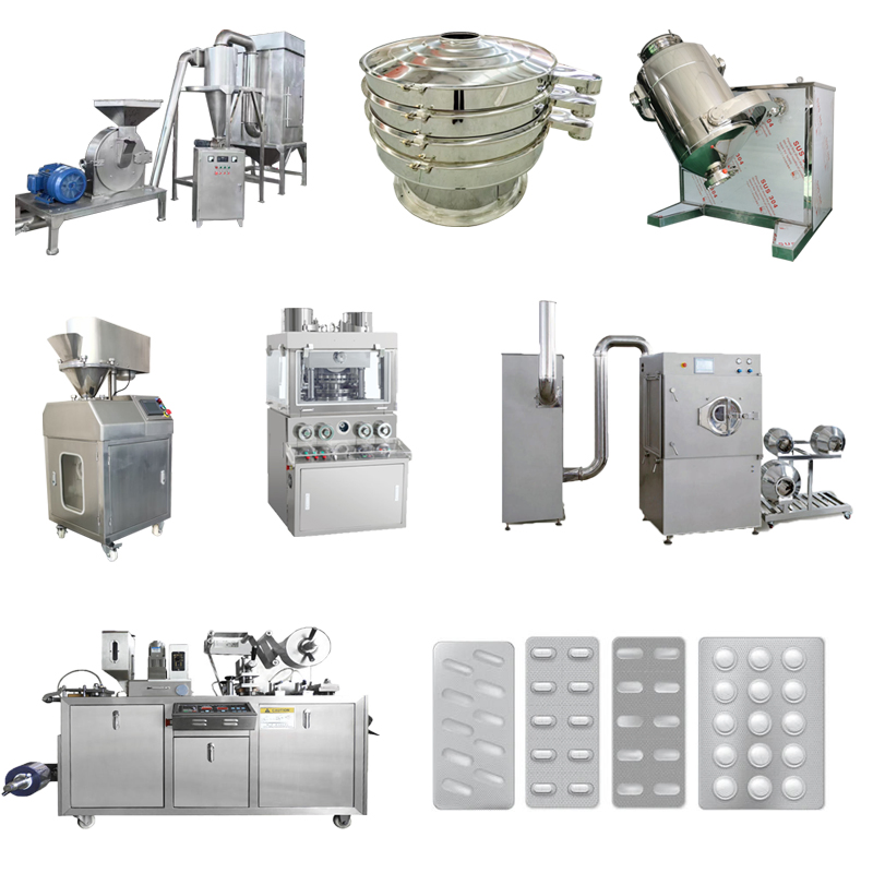 Turnkey Automatic Pill Production Line for Tablets From Mixing to Blister Packaging Machine