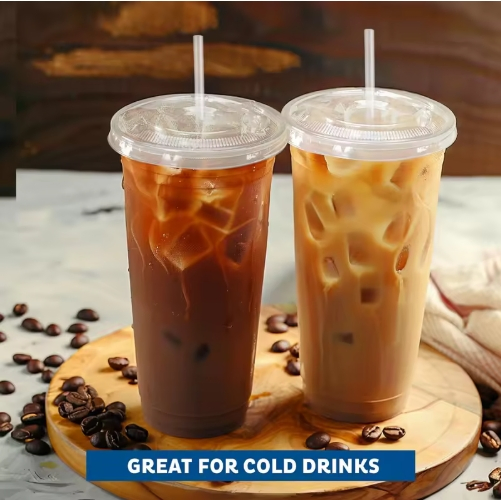 Clear Pet Cups with Lids 32oz for Milk Tea Bubble Juice