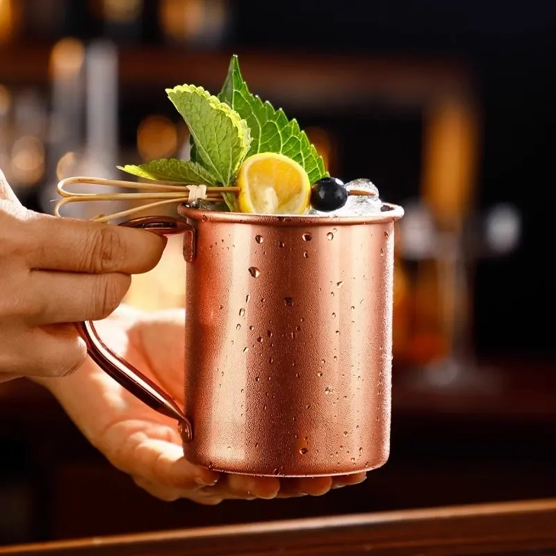 Stainless Steel Custom Cup Engraved Hammer Point Plain Copper Metal Beer Mule with Handle