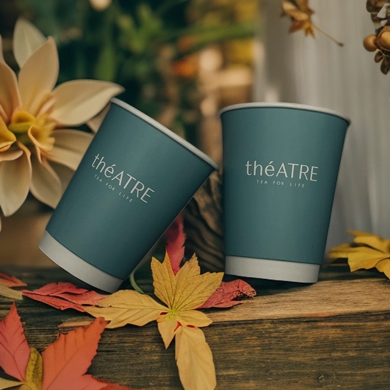 8oz Customized Coffee Drink Biodegradable Double Wall Disposable Paper Cup with Lid
