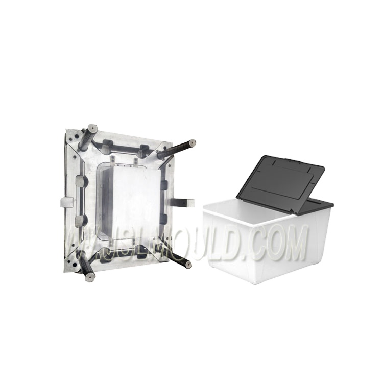 Taizhou Custom Plastic Injection Mold Plastic Hinged Lid Storage Container Box Tote Mould
