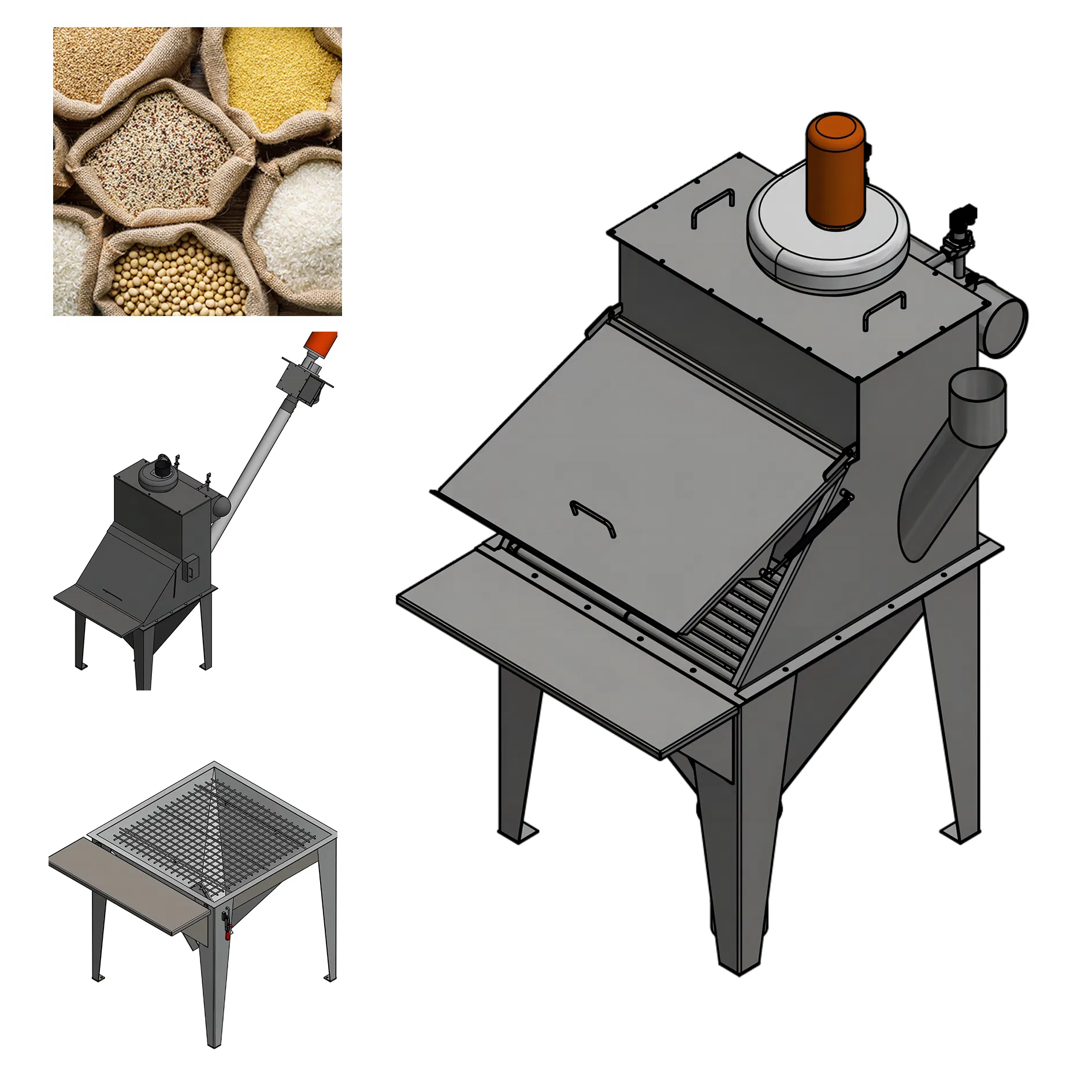 Compact Anti-Static Sack Unloading System for Dust Control