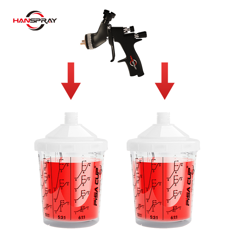 High Quality 600ml Plastic PP White Pisa Cup System for Car Paint, Disposable Paint Gun Mixing Cups for Automotive Refinishing
