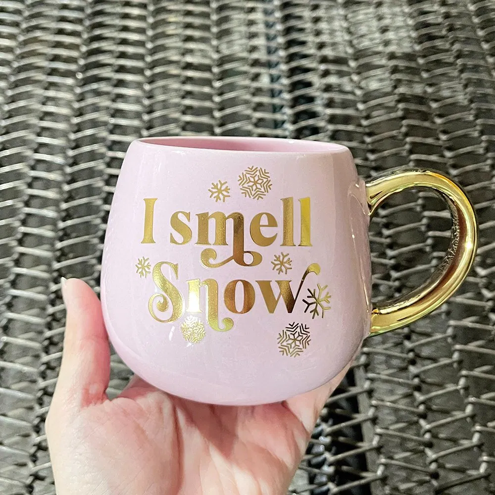 11 Oz Ceramic Christmas Cup with a Comfortable C Handle Design for Easy Gripping and a Stylish Modern Aesthetic