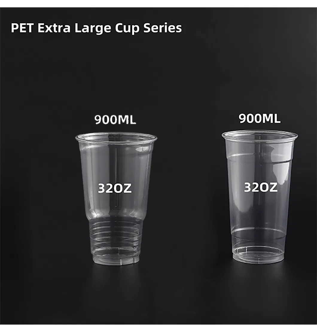 Clear Pet Cups with Lids 32oz for Milk Tea Bubble Juice