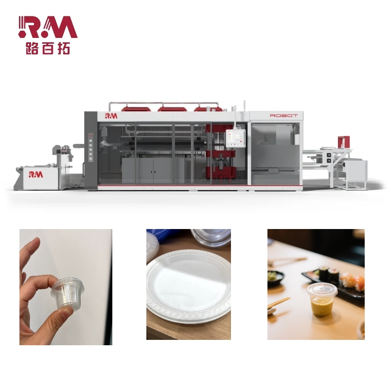 Industrial Vacuum Forming &amp; Stacking Thermoforming Machine for Plastic Sauce Cups/Trays/Lids