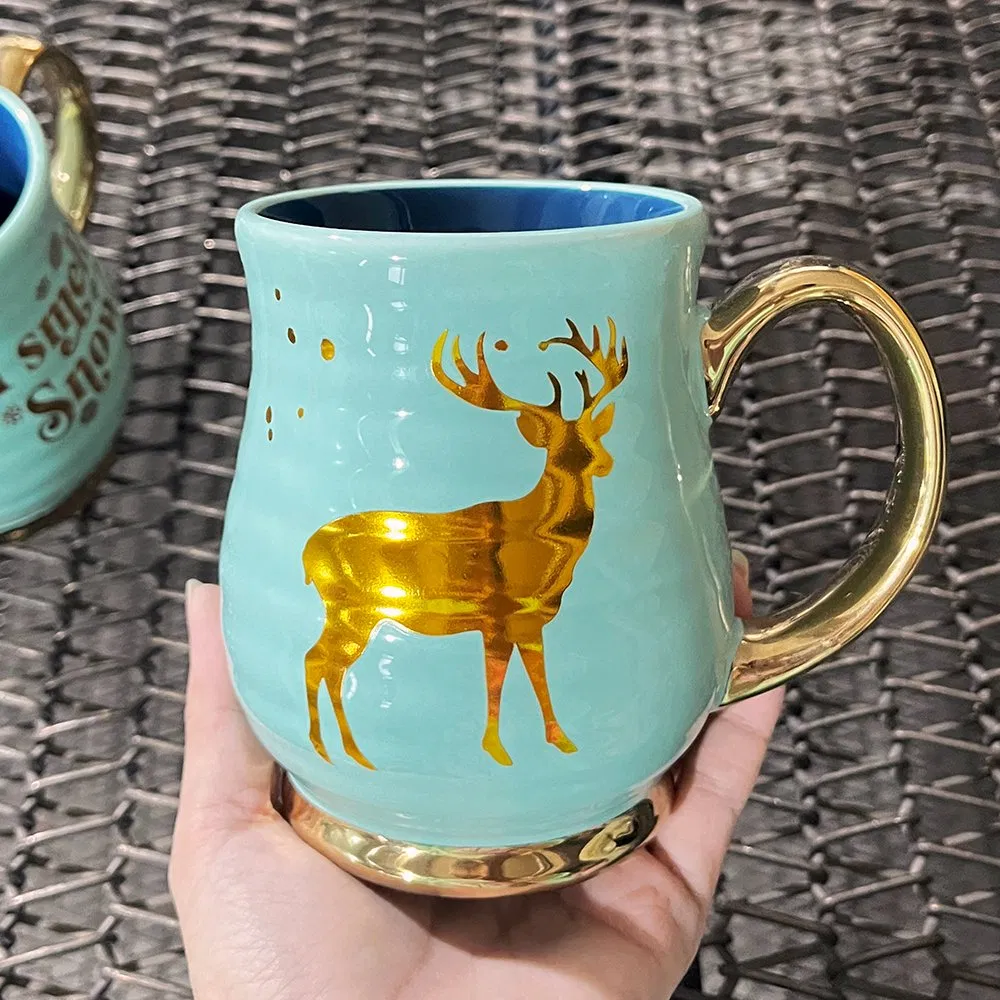 11 Oz Ceramic Christmas Cup with a Comfortable C Handle Design for Easy Gripping and a Stylish Modern Aesthetic