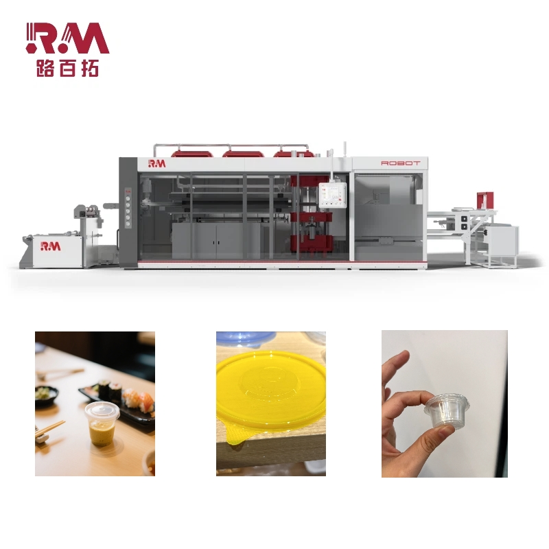 Industrial Vacuum Forming &amp; Stacking Thermoforming Machine for Plastic Sauce Cups/Trays/Lids