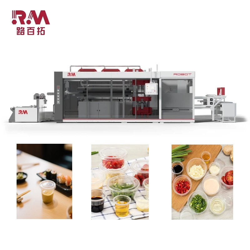 Industrial Vacuum Forming &amp; Stacking Thermoforming Machine for Plastic Sauce Cups/Trays/Lids