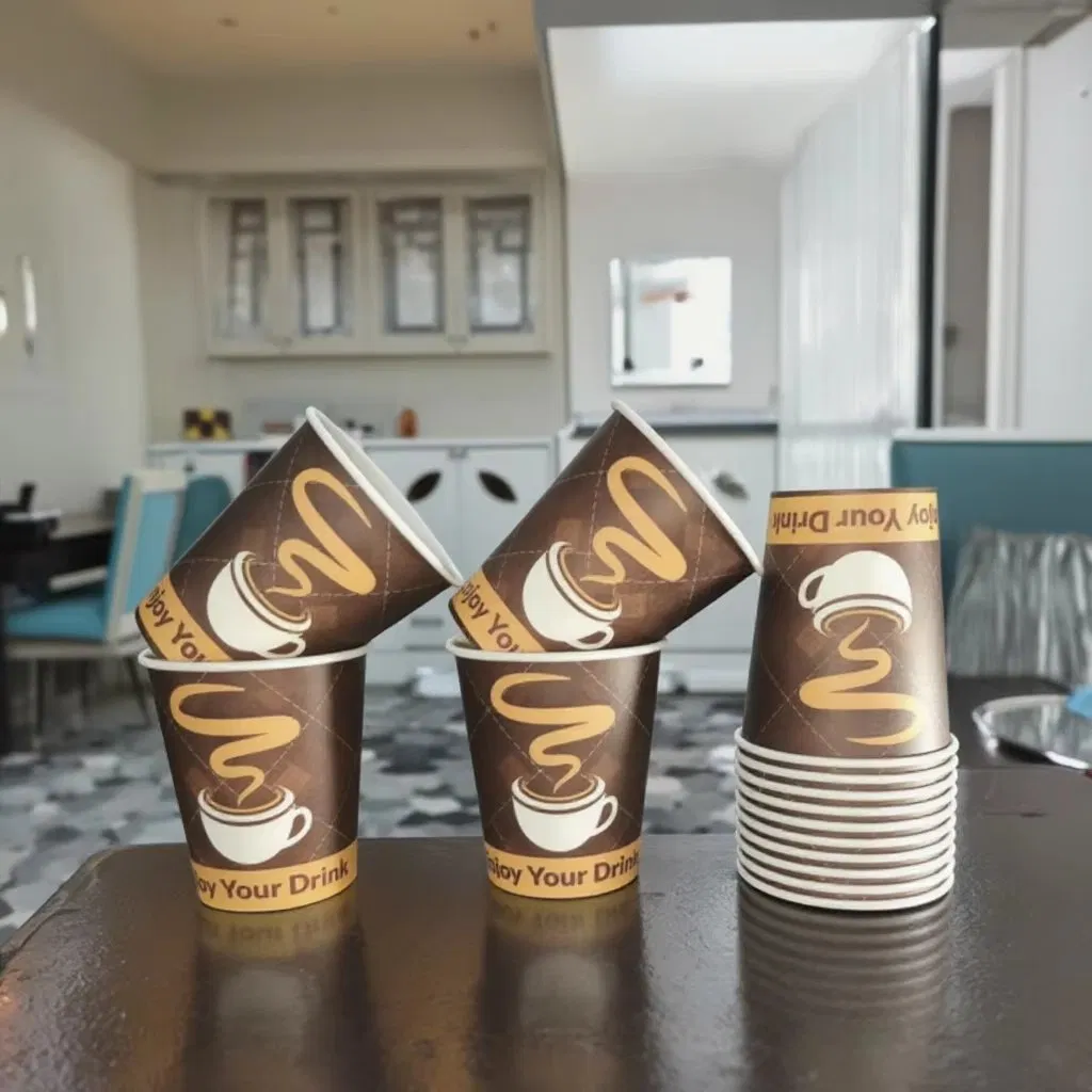 One Time Factory Wholesale 8 Oz Coffee Paper Cups Custom Logo Printed Single Wall Coffee Paper Cups