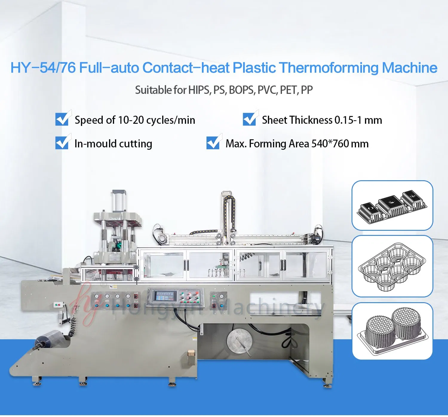 Thin-Gauge Automatic Roll-Fed Plastic Thermoforming Machine for Lunch Box