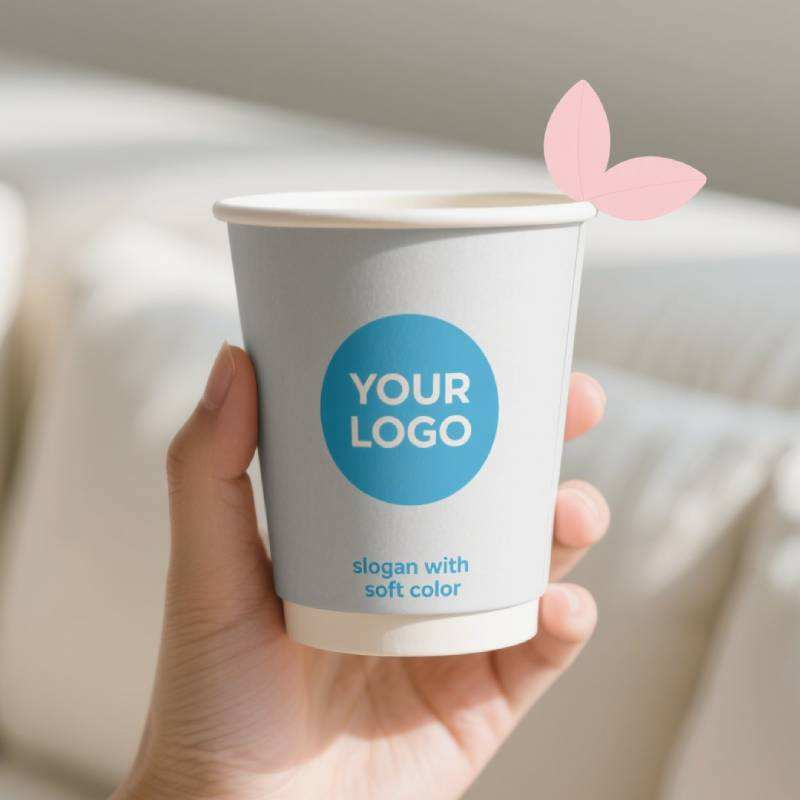 8oz Customized Coffee Drink Biodegradable Double Wall Disposable Paper Cup with Lid