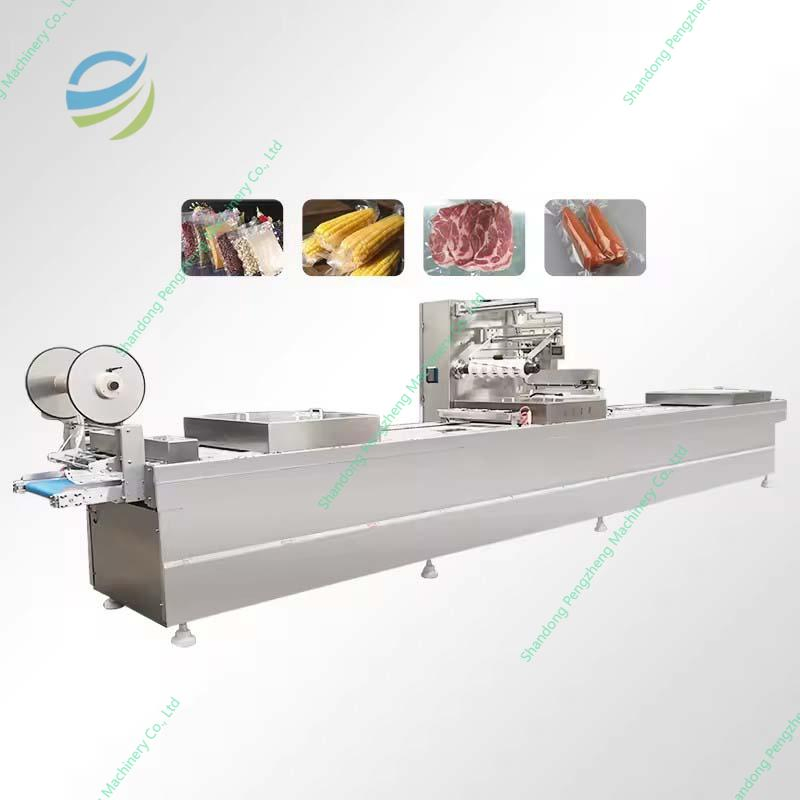 Highly Efficient Fully Automatic Roll-Fed Thermoforming Poultry Beef Meat Fish Vacuum Packaging Machine