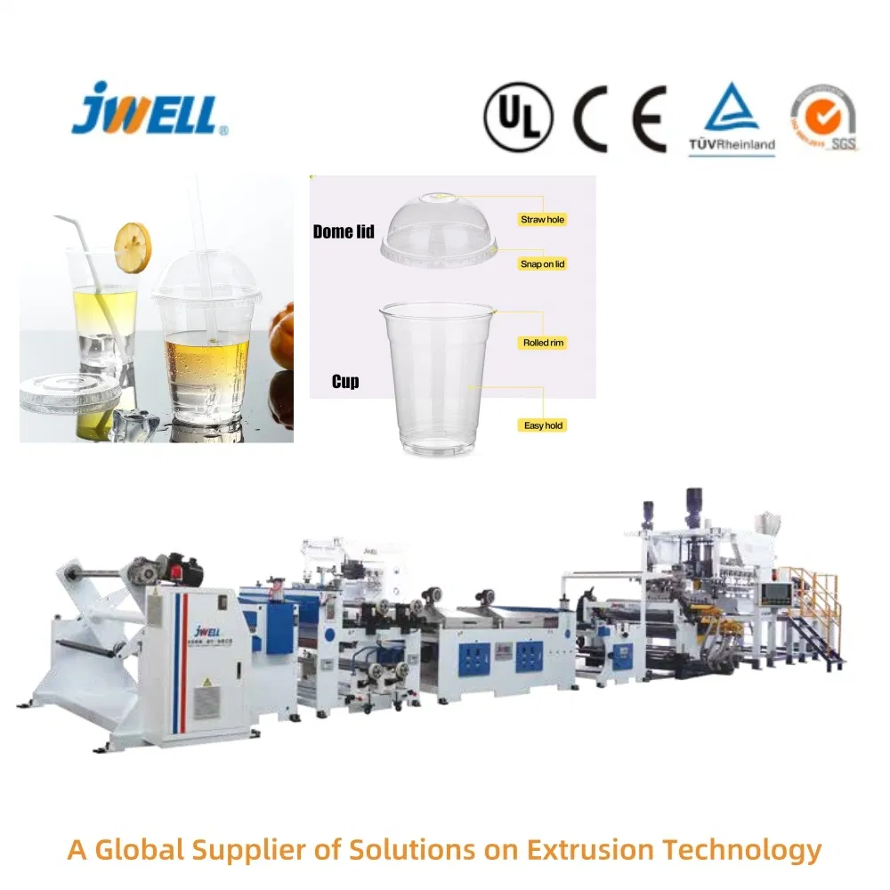 Jwell Single Twin Double Screw Venting Type Thermoforming Cpet APET PETG Pet Blister Sheet Foil Film Extrusion Production Line for Cup Food Packaging Containers