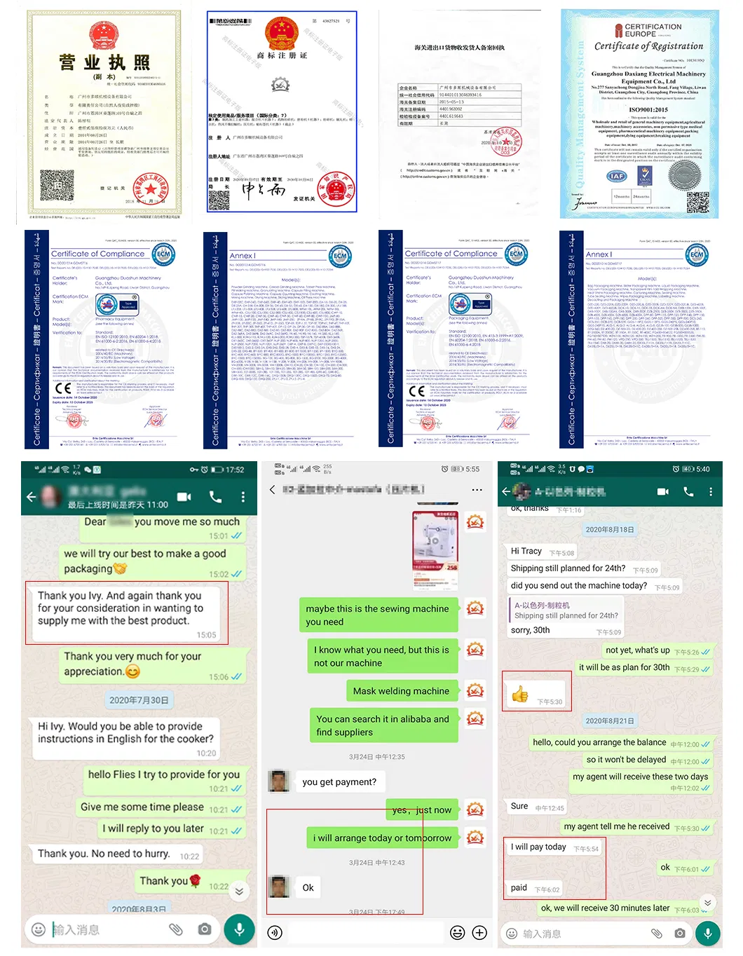 Machine Certifications