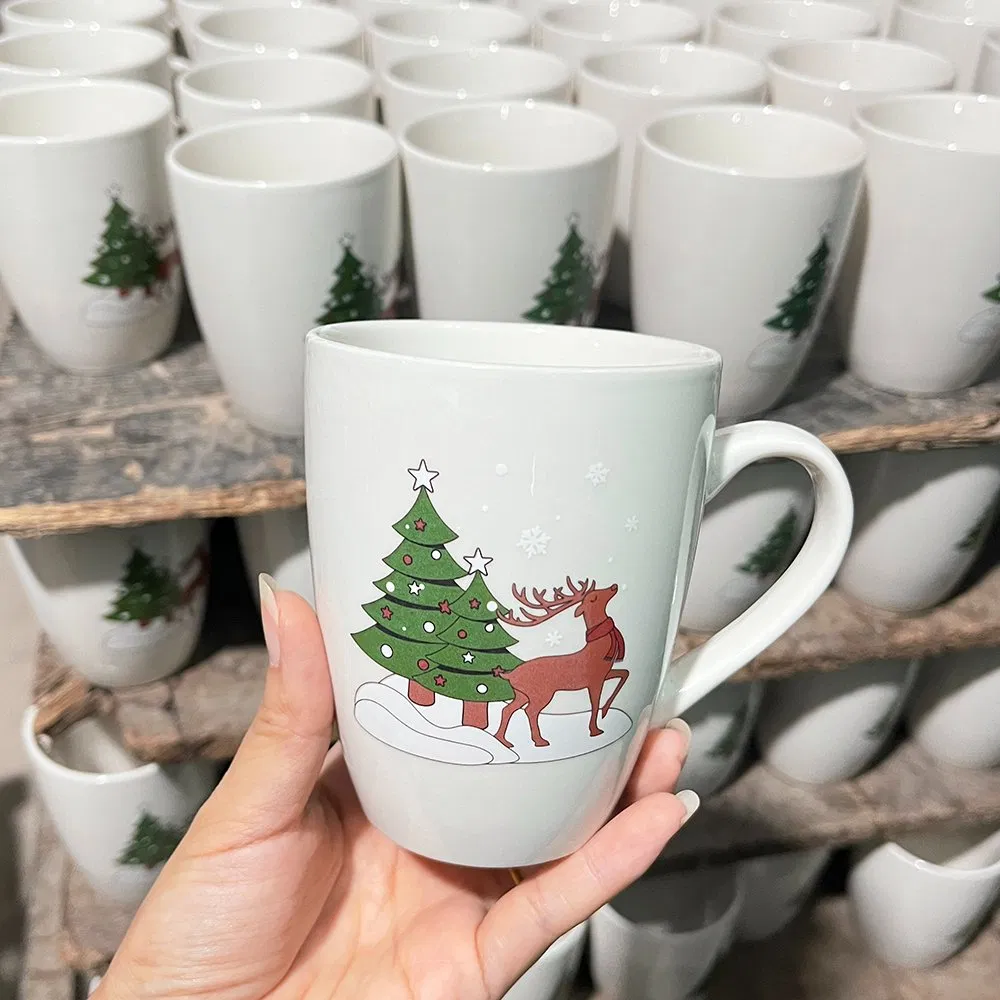 11 Oz Ceramic Christmas Cup with a Comfortable C Handle Design for Easy Gripping and a Stylish Modern Aesthetic
