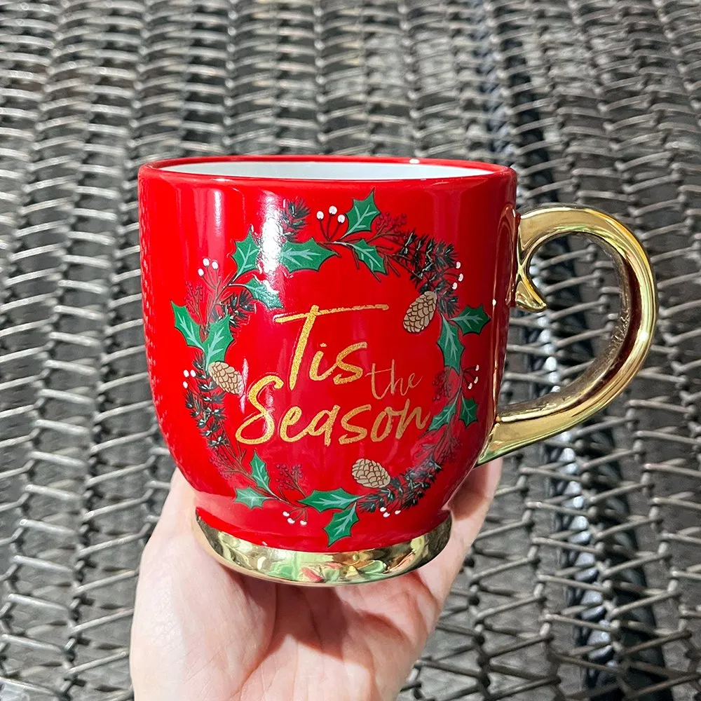11 Oz Ceramic Christmas Cup with a Comfortable C Handle Design for Easy Gripping and a Stylish Modern Aesthetic