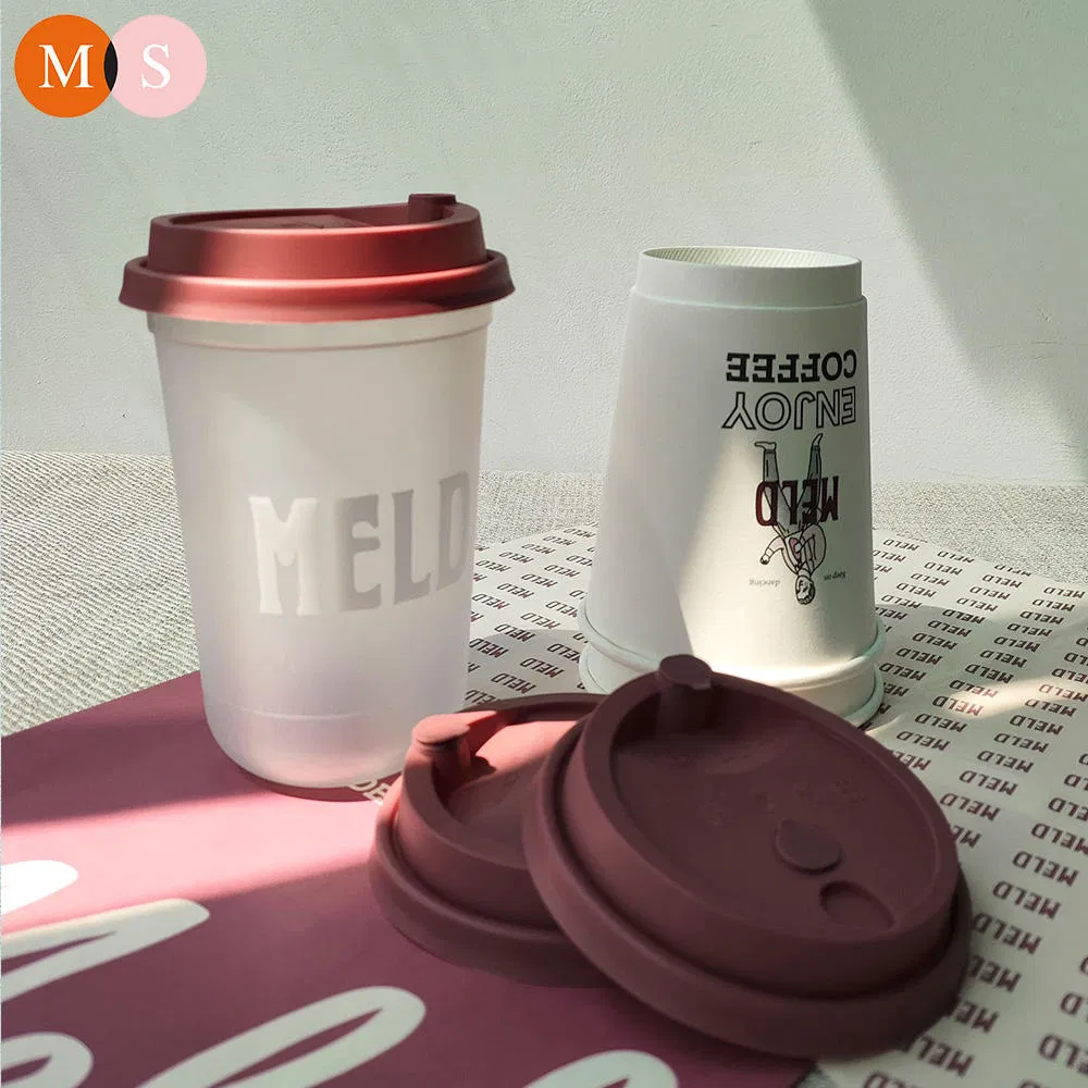 Custom Frosted Injection Molding Milk Tea Drinking Cup PP Round Bottom Disposable U Shape Plastic Disposable Cup with Color Lid and Straw