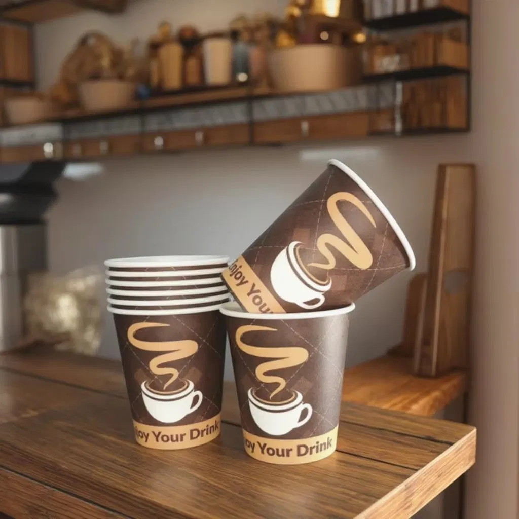 One Time Factory Wholesale 8 Oz Coffee Paper Cups Custom Logo Printed Single Wall Coffee Paper Cups