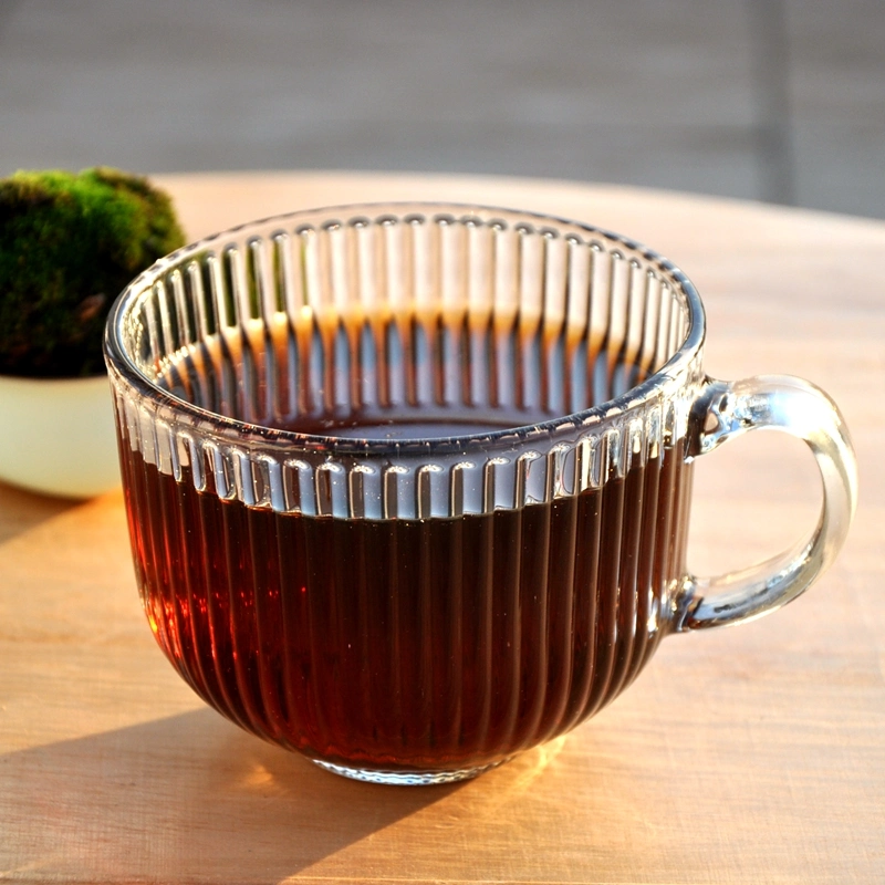 Strip Wide Mouth Eco-Friendly Heat Resistant Beverage Milk Coffee Glass Cup