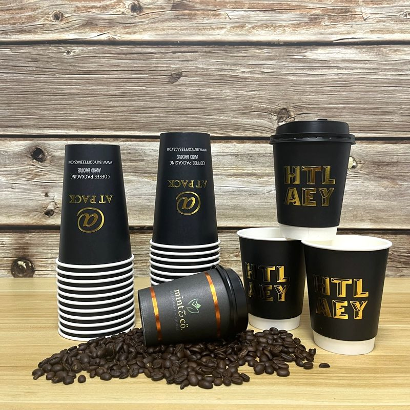 8oz Customized Coffee Drink Biodegradable Double Wall Disposable Paper Cup with Lid