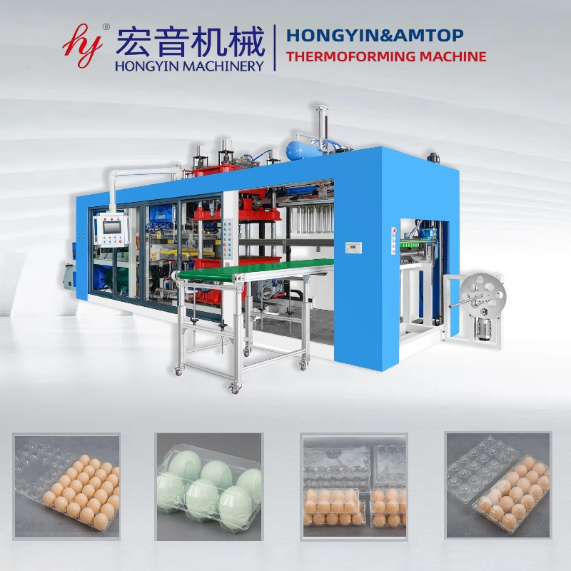 Automatic 3 Station Plastic Plate Food Container Clamshell Box Vacuum Pressure Forming Machine
