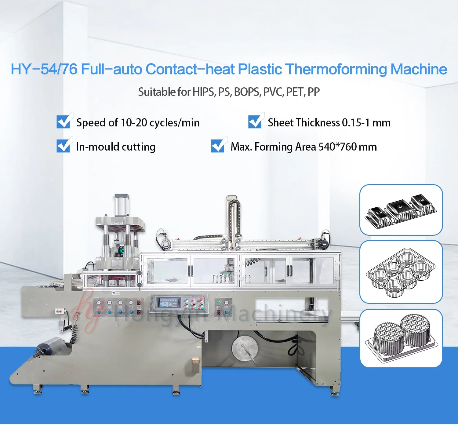 in-Mould Cutting Automatic Roll-Fed Plastic Cup Lid Thermoforming Machine