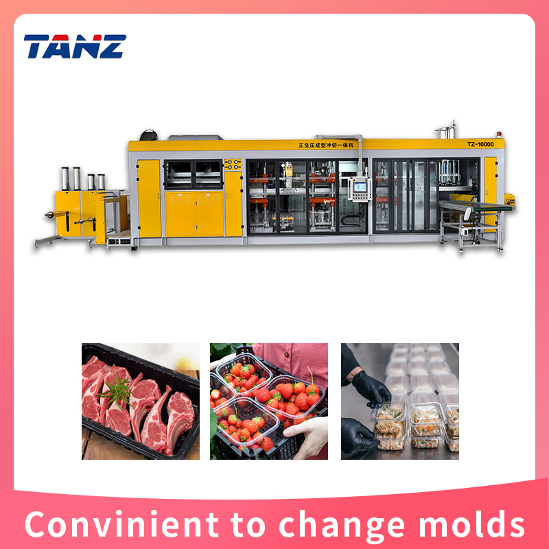 Hot CE Approved Negative Pressure Forming Trays Cosmetic Food Container Thermoforming Machine Tz-7695