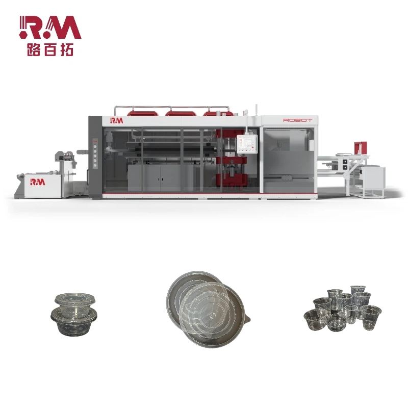Industrial Vacuum Forming &amp; Stacking Thermoforming Machine for Plastic Sauce Cups/Trays/Lids