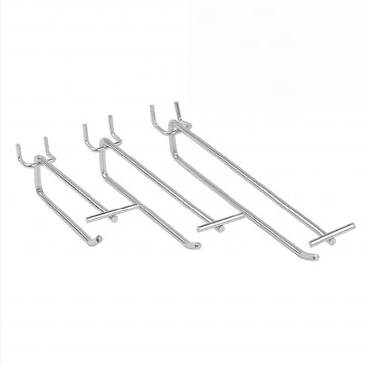 Supermarket Small Metal Wall Double Line Hook Retail Chrome Pegboard Wire Display Hooks