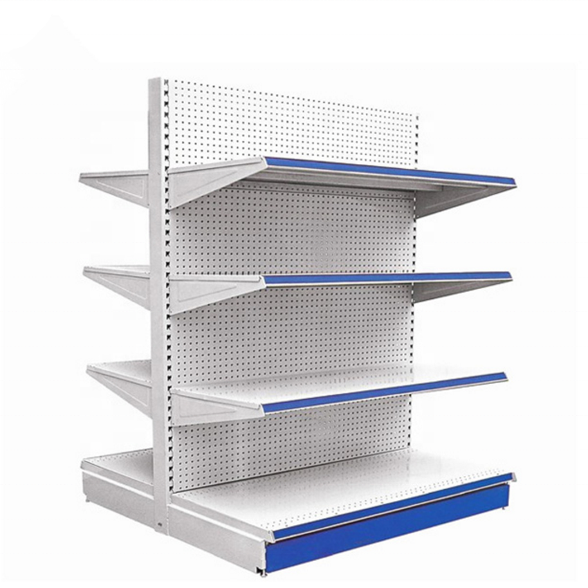 Manufacturer Double Side 5 Layers Flat Back Panel Light Duty Supermarket Shop Store Display Metal Iron Shelf Shelving Rack