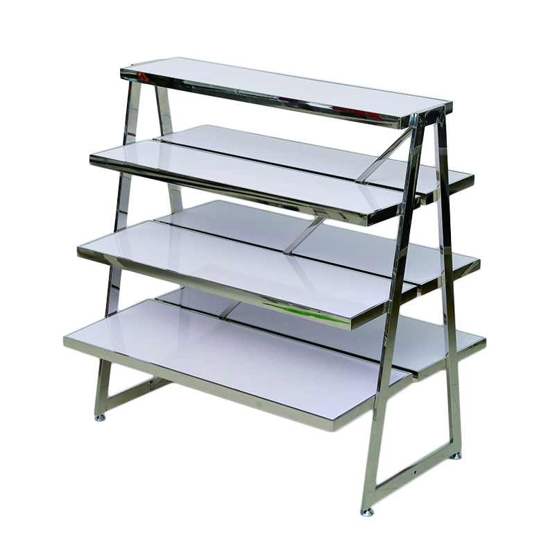 Special Design Fashion Trapezoidal Stainless Steel Clothes and Shoes Display Rack