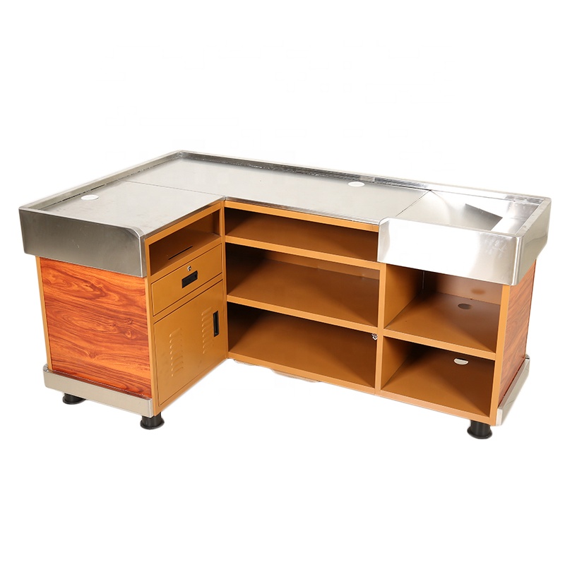 Steel and Wood Structure Big Bag Edge Cashier Checkout Counter