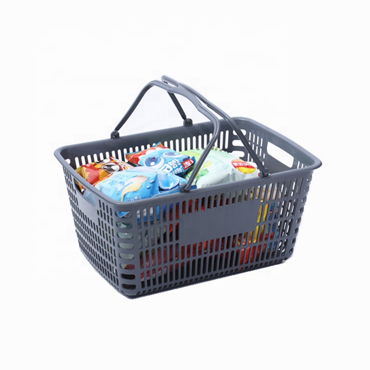 Wholesale Grocery and Supermarket Gray Color Japanese Two Handle Shopping Basket
