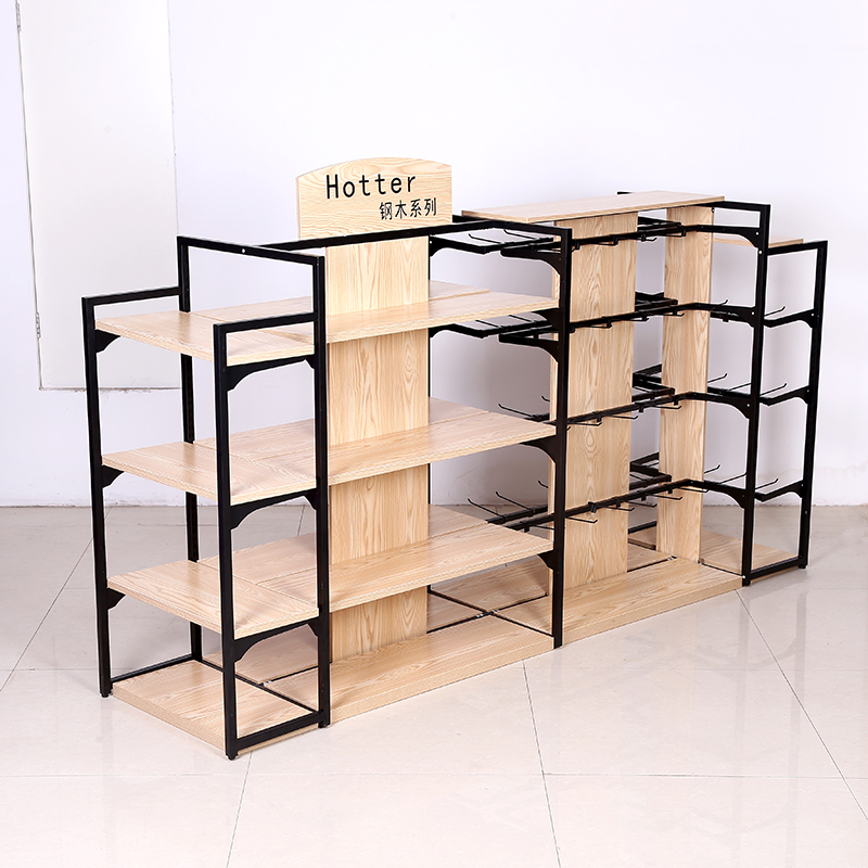 Yiwu Hotter Miniso and Supermarket Shelf Double Side Wood Rack Display Shelf