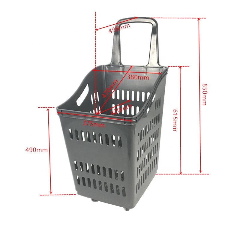 Fashion Supermarket Plastic Basket Shopping Trolley with Factory Price