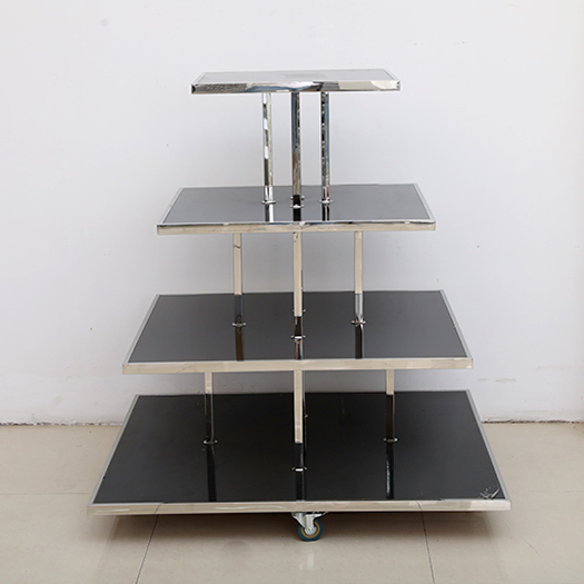 Stainless Steel with Wood Shelf Clothes Shop Display Rack Stand