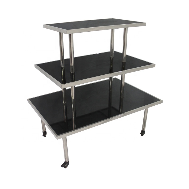 Brand New Business Super Boutique Stainless Shelf Steel Glass Side Table Display Stands