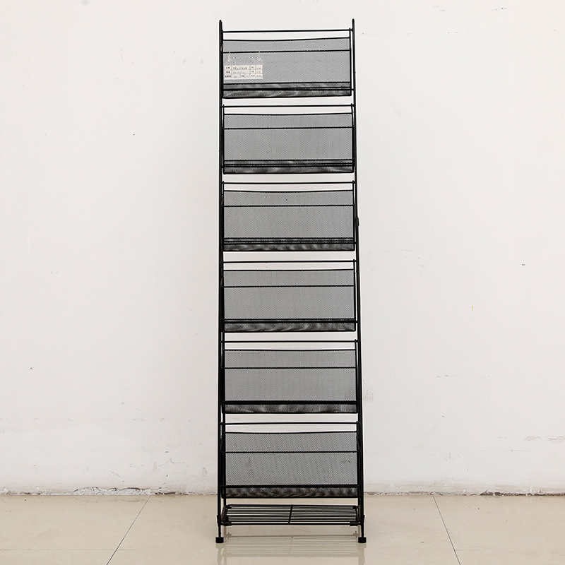 Dilated Metal  One Side  Six Net Surfaces Layer  Stable Magazine Rack with Four Feet