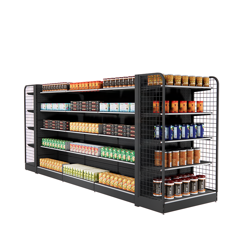 Factory Price Double Side Shelf Used Super Shop Display Rack Shelving for Supermarkets Black Gondola Shelf